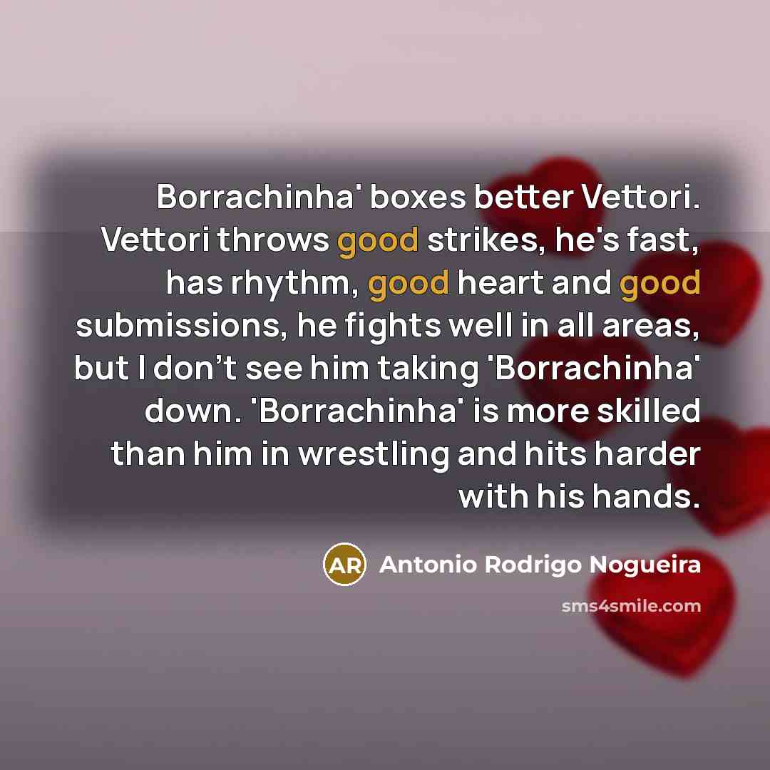 “Borrachinha' boxes better Vettori. Vettori throws good strikes, he's fast,…” quote by Antonio Rodrigo Nogueira
