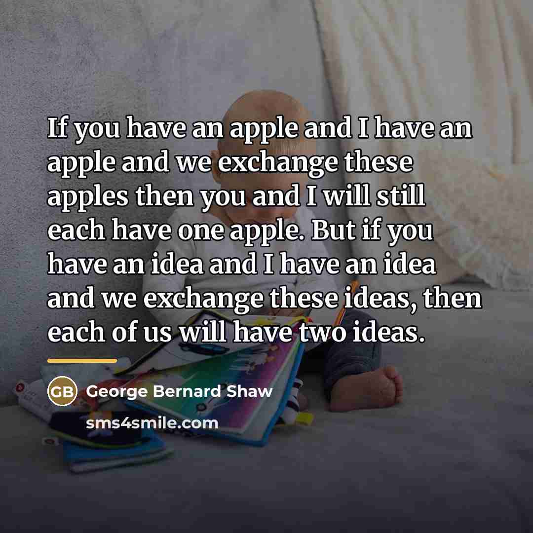 “If you have an apple and I have an apple…” quote by George Bernard Shaw