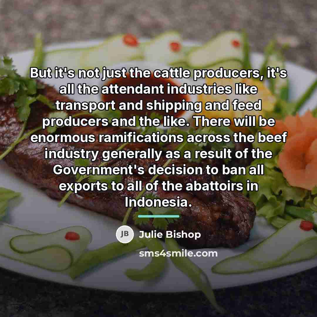 “But it's not just the cattle producers, it's all the…” quote by Julie Bishop