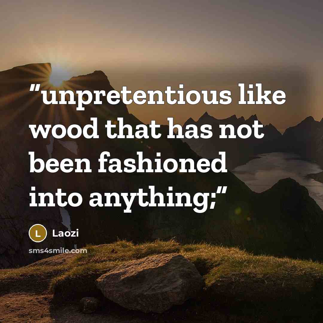 “unpretentious like wood that has not been fashioned into anything;” quote by Laozi