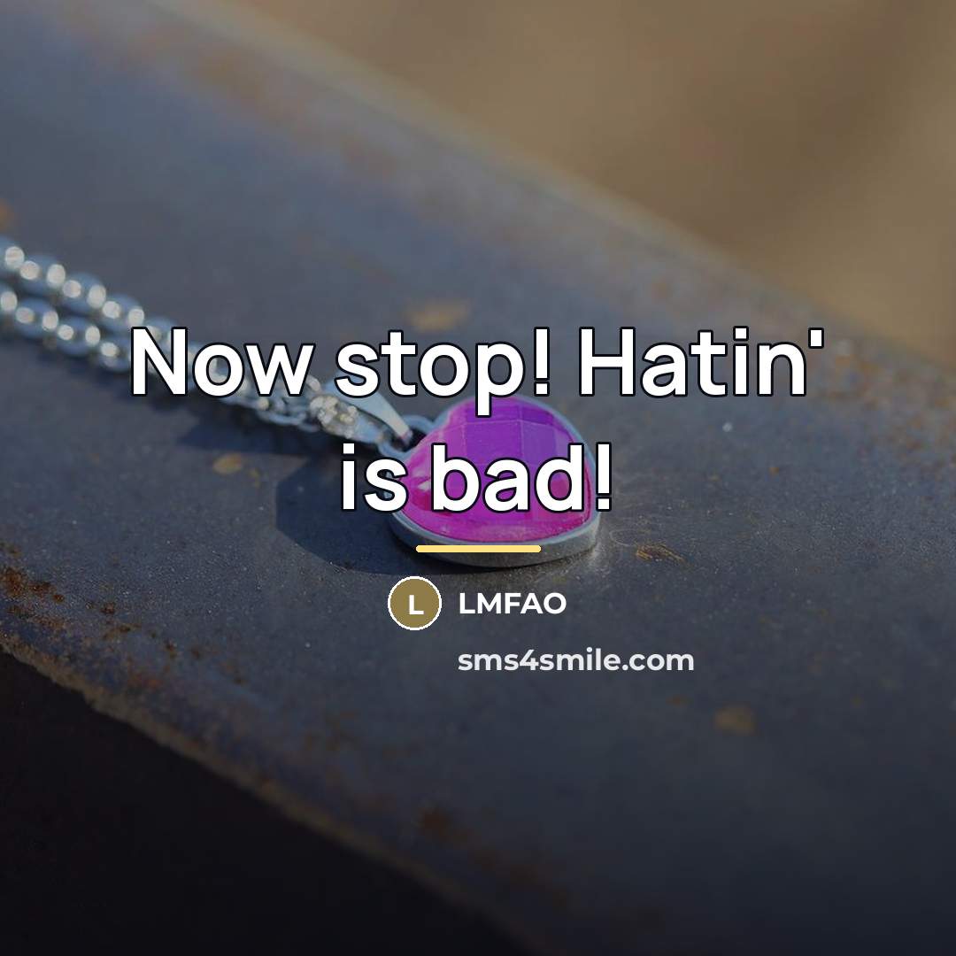 “Now stop! Hatin' is bad!…” quote by LMFAO