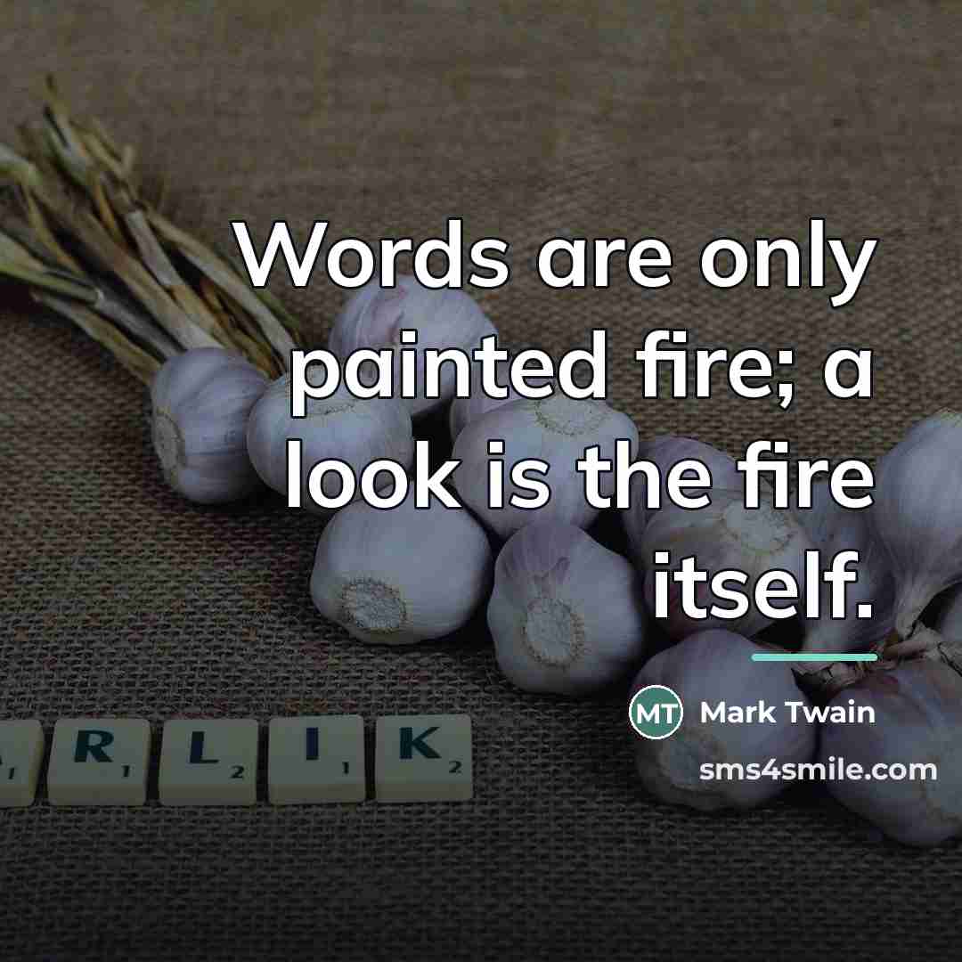 “Words are only painted fire; a look is the fire…” quote by Mark Twain