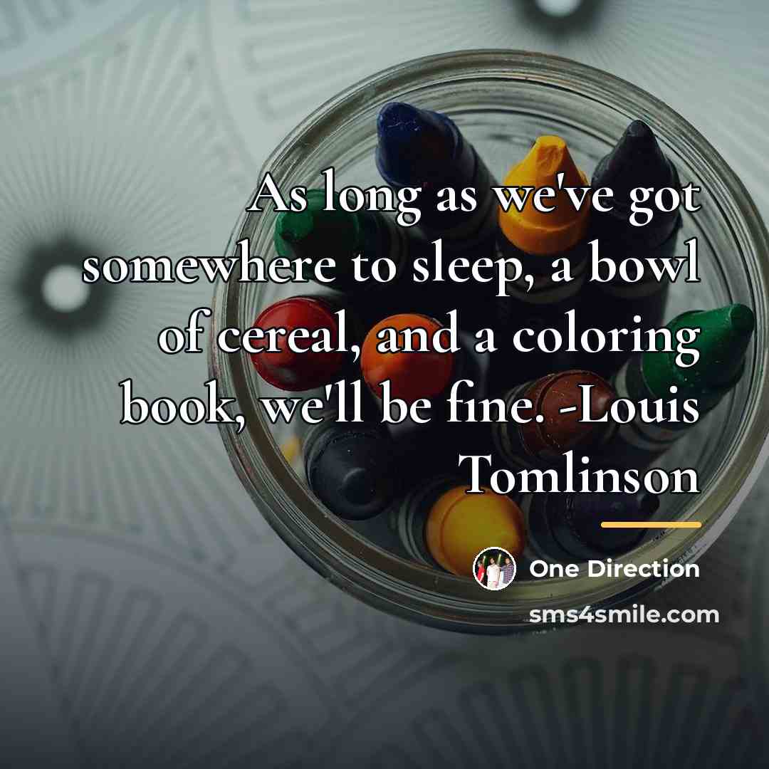 “As long as we've got somewhere to sleep, a bowl…” quote by One Direction