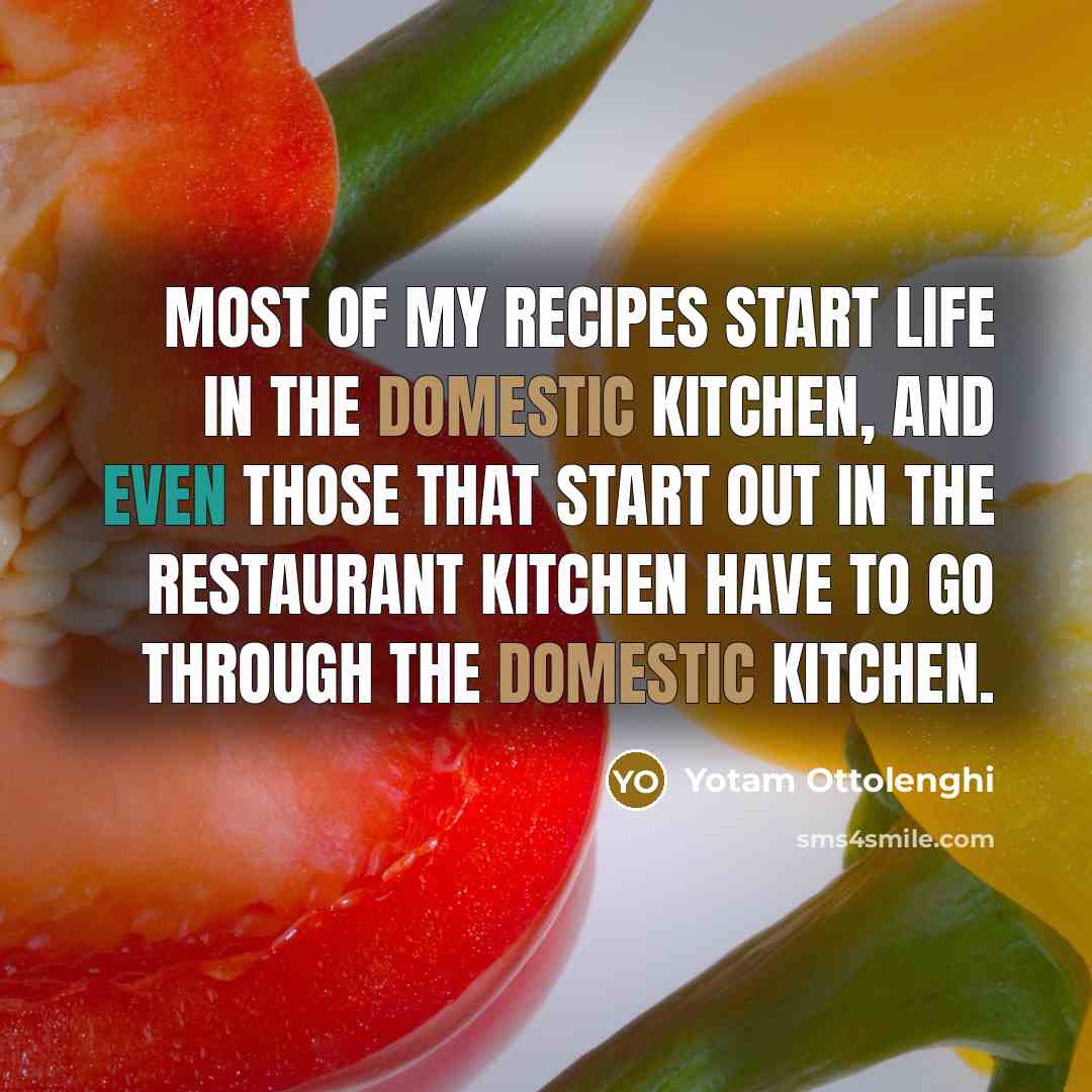 “Most of my recipes start life in the domestic kitchen,…” quote by Yotam Ottolenghi