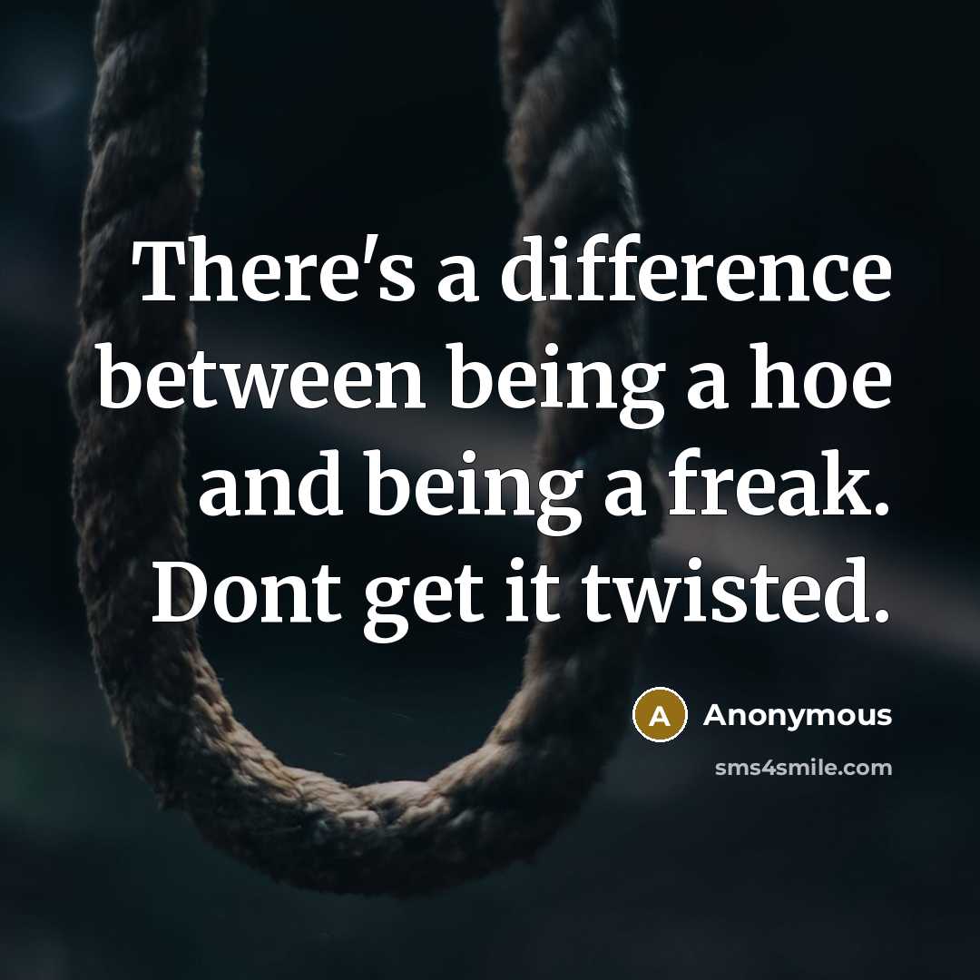 “There's a difference between being a hoe and being a freak. Dont get it twisted.” quote by Anonymous