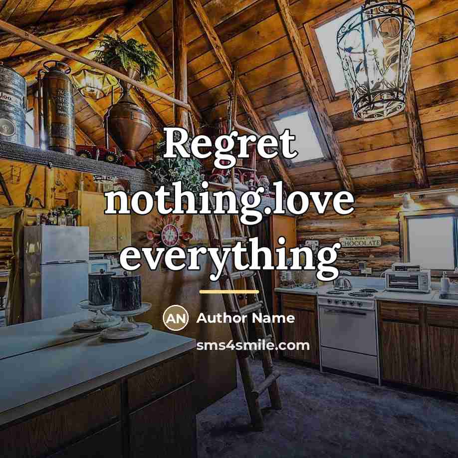 “Regret nothing.love everything…” quote by Author Name