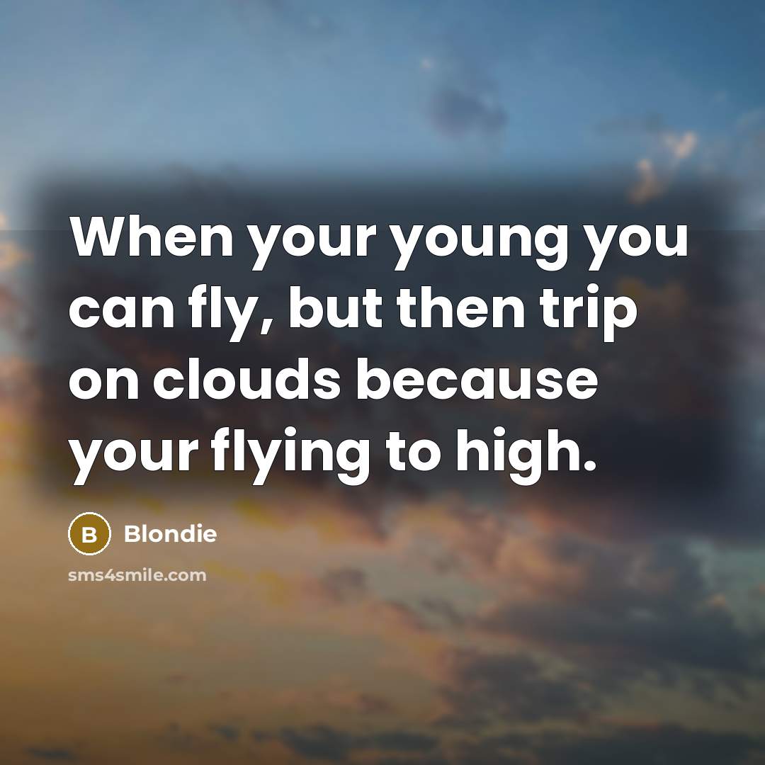 “When your young you can fly, but then trip on…” quote by Blondie