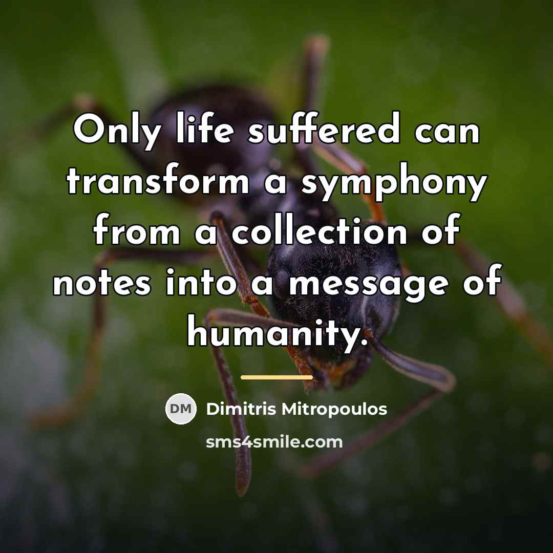“Only life suffered can transform a symphony from a collection…” quote by Dimitris Mitropoulos