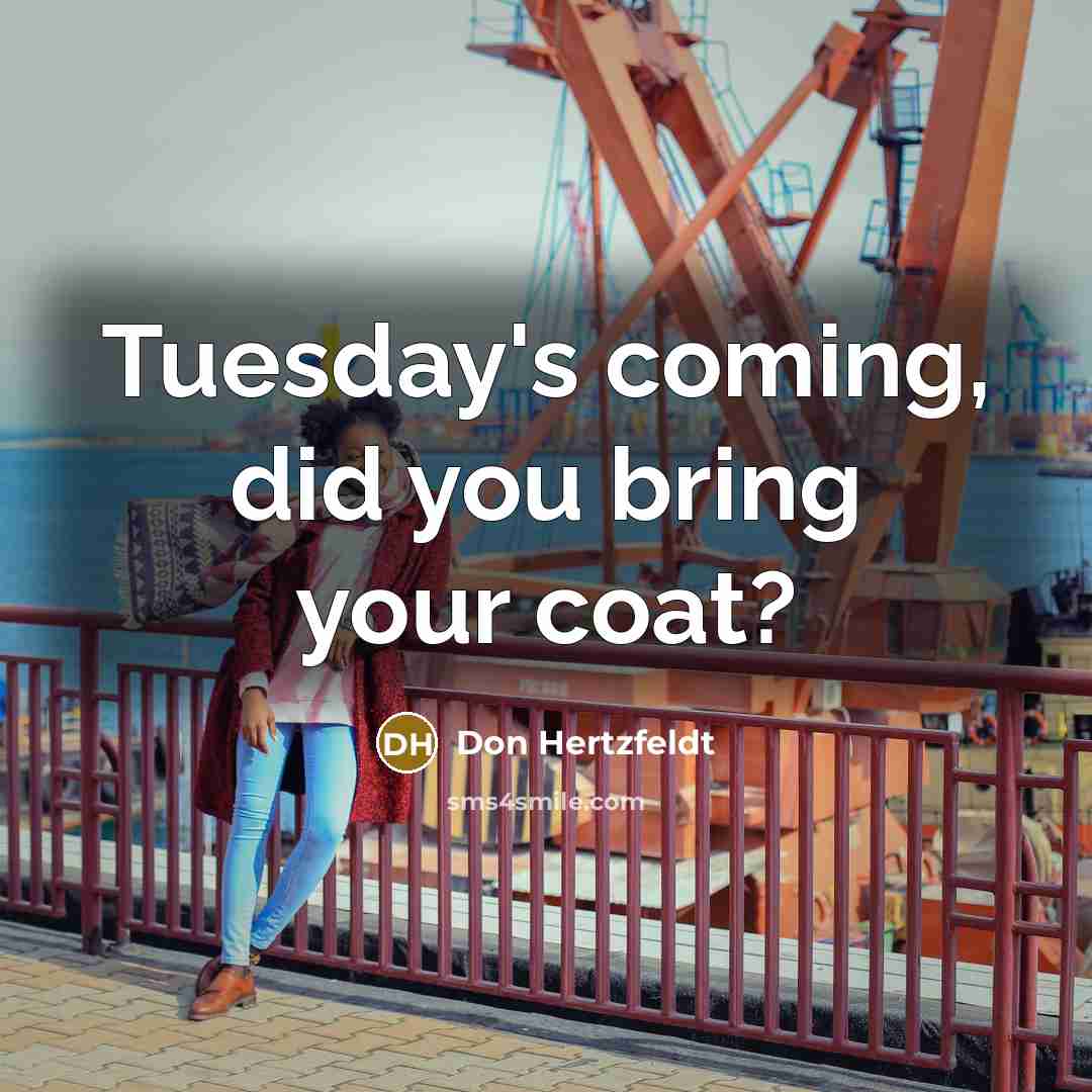 “Tuesday's coming, did you bring your coat?…” quote by Don Hertzfeldt