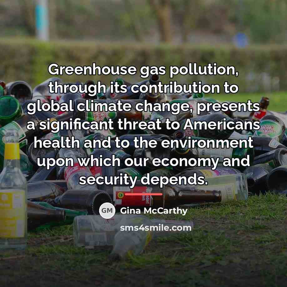 “Greenhouse gas pollution, through its contribution to global climate change,…” quote by Gina McCarthy