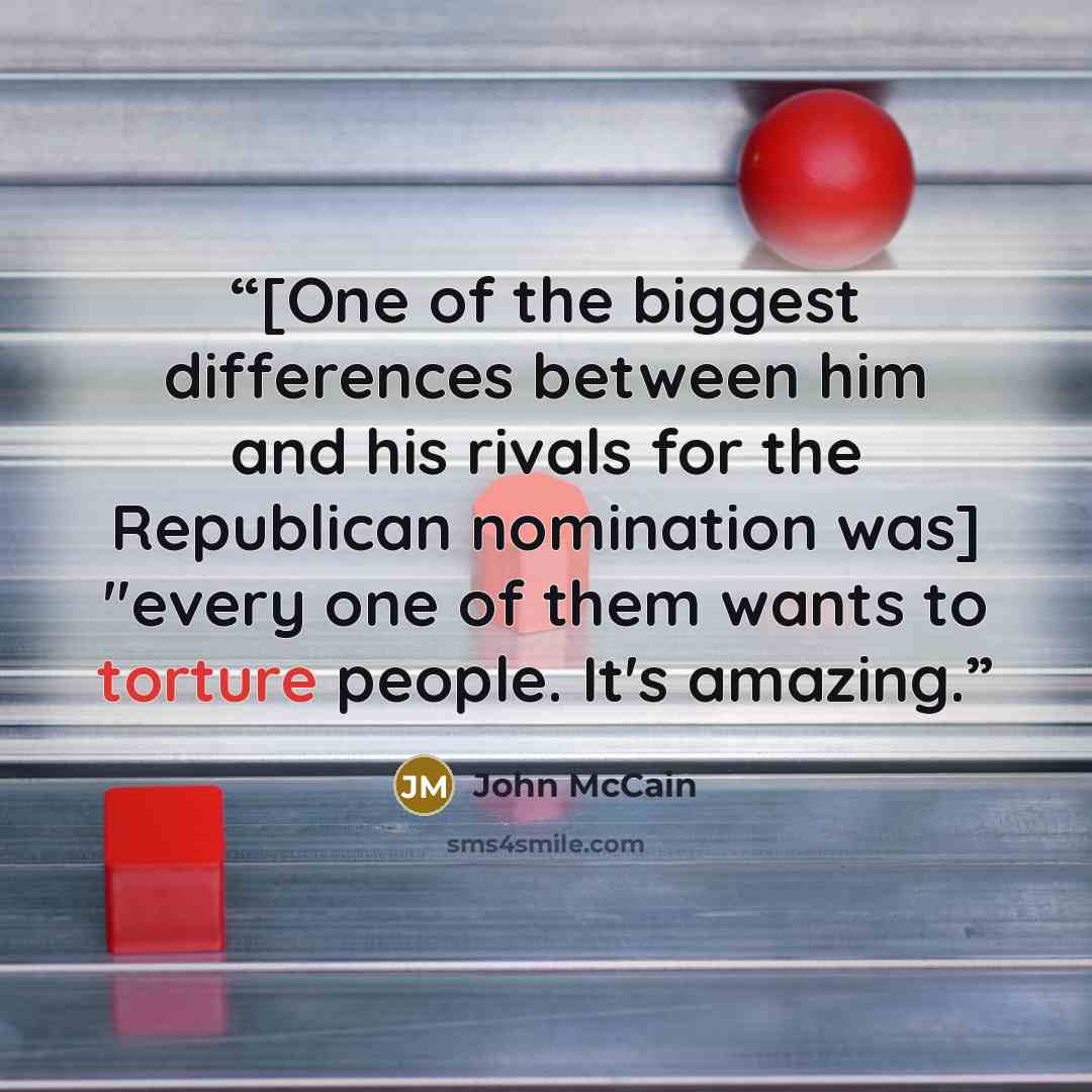 “[One of the biggest differences between him and his rivals for the Republican nomination was] "every one of them wants to torture people. It's amazing.” quote by John McCain