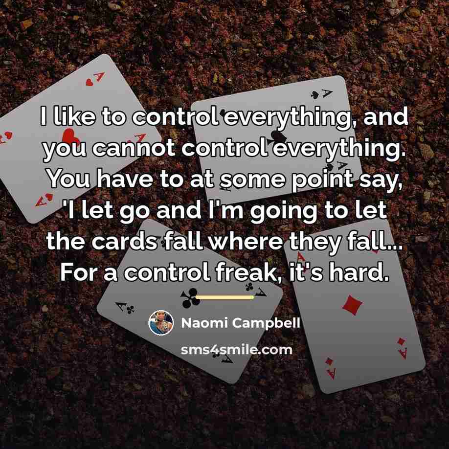 “I like to control everything, and you cannot control everything.…” quote by Naomi Campbell