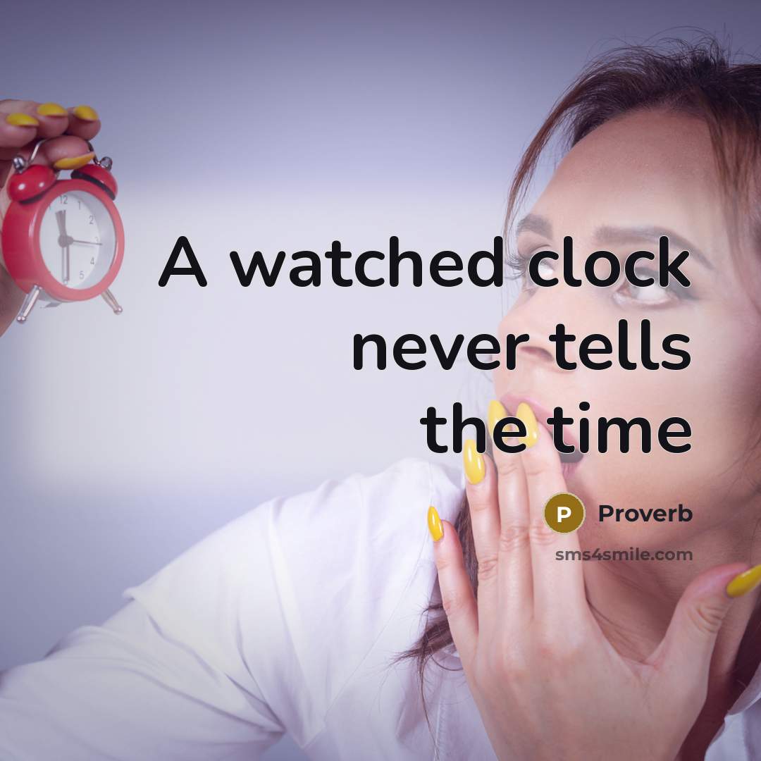 “A watched clock never tells the time” quote by Proverb