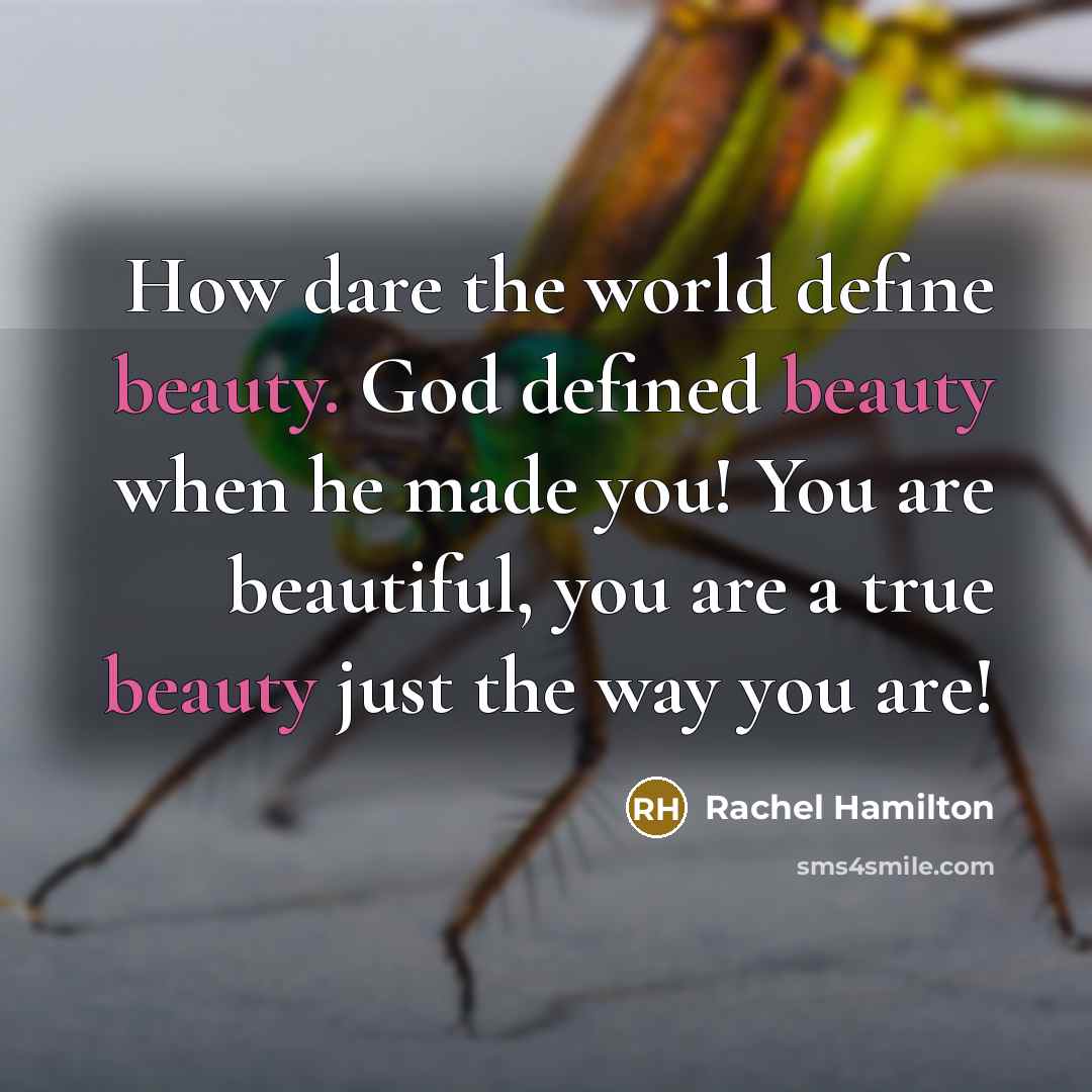 “How dare the world define beauty. God defined beauty when…” quote by Rachel Hamilton