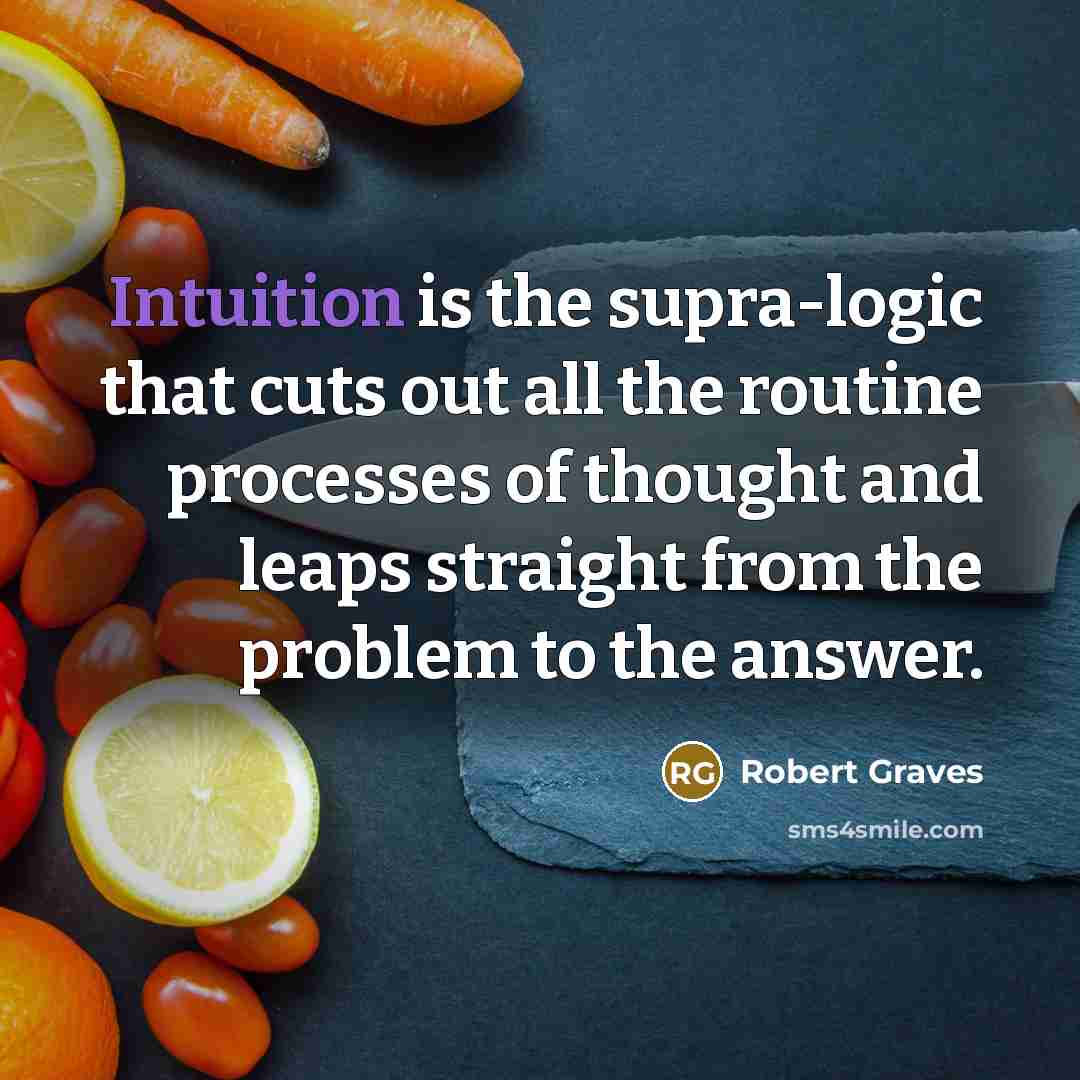 “Intuition is the supra-logic that cuts out all the routine…” quote by Robert Graves
