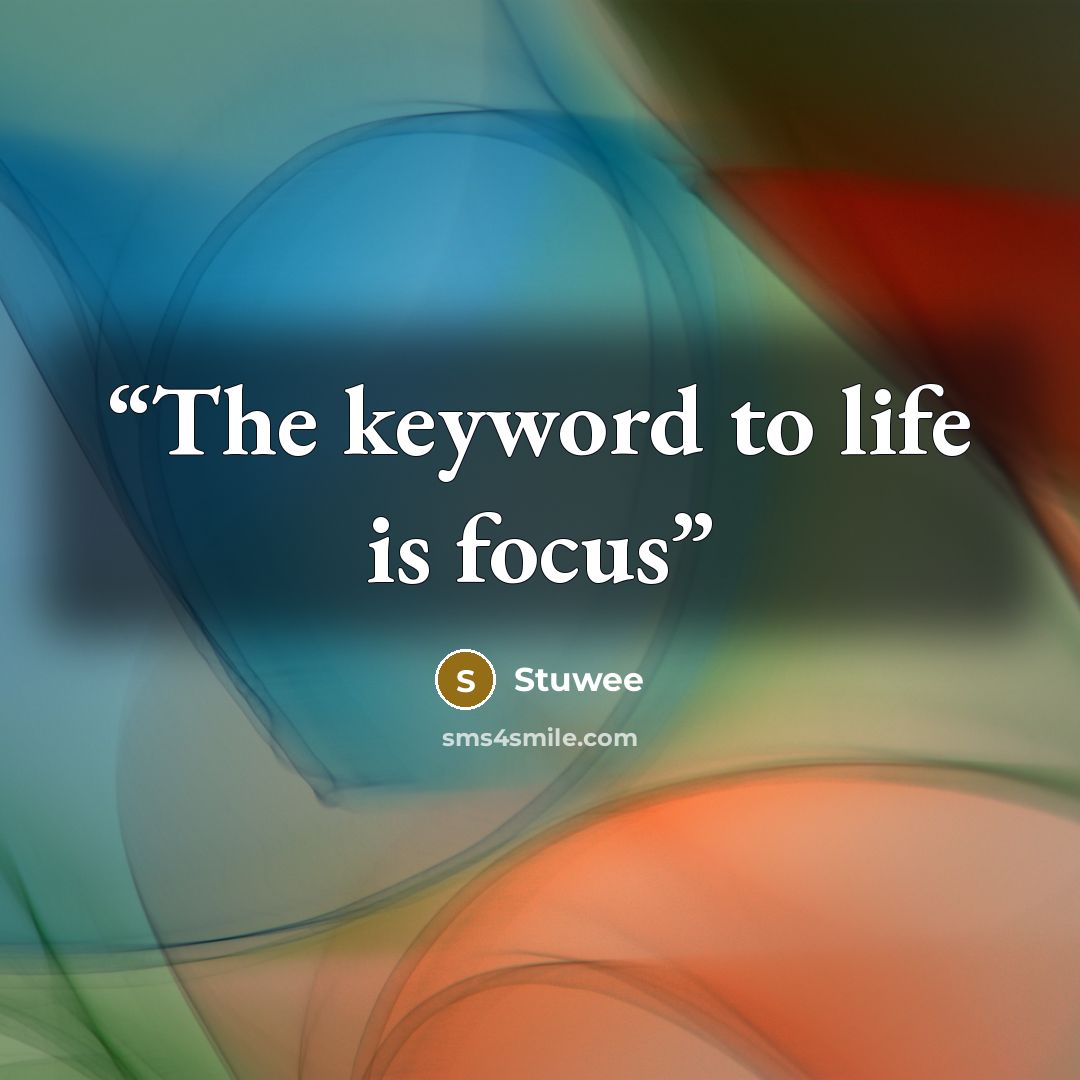 “The keyword to life is focus” quote by Stuwee