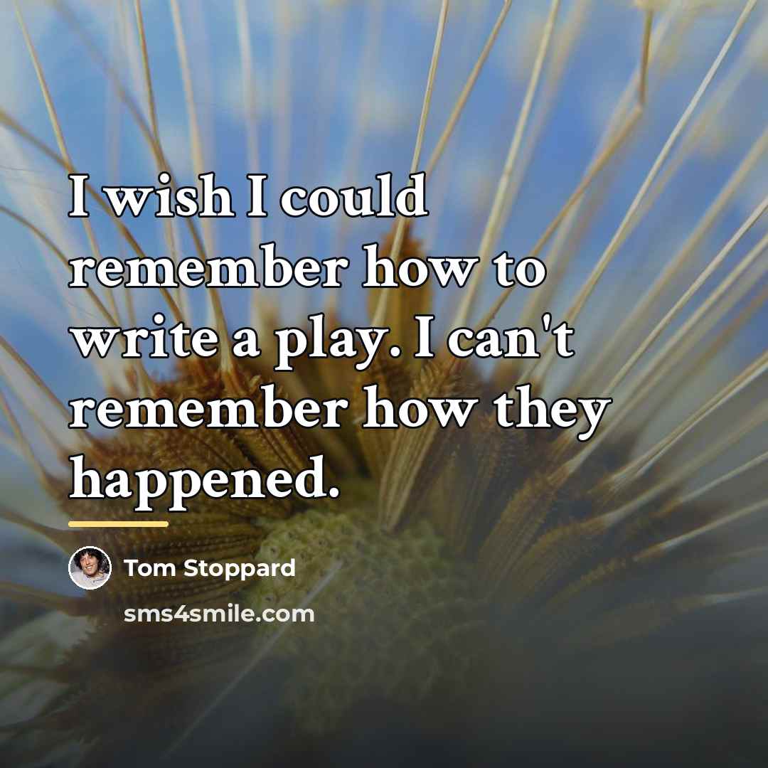 “I wish I could remember how to write a play.…” quote by Tom Stoppard