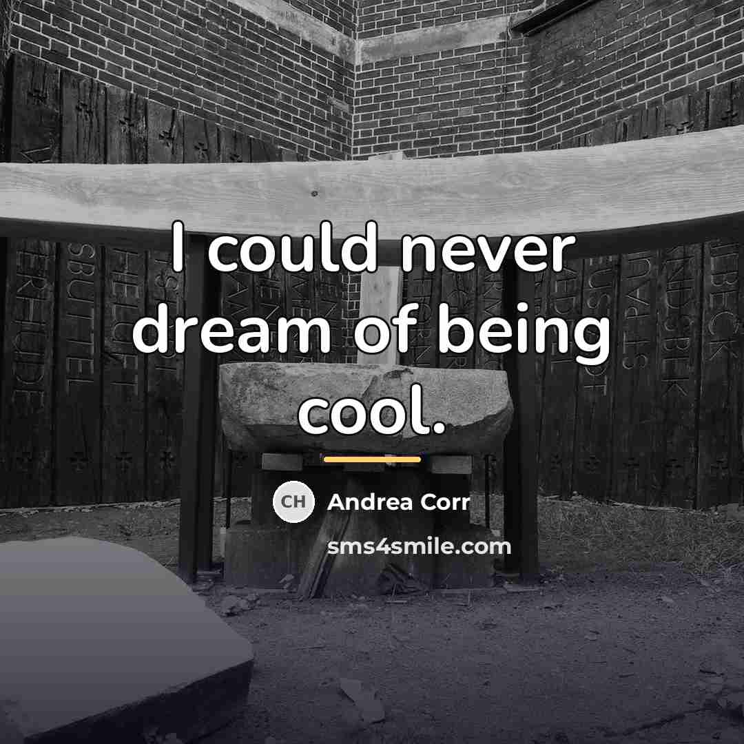 “I could never dream of being cool.…” quote by Andrea Corr