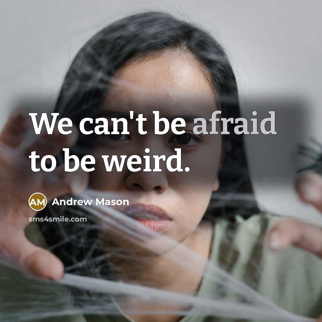 “We can't be afraid to be weird.” quote by Andrew Mason