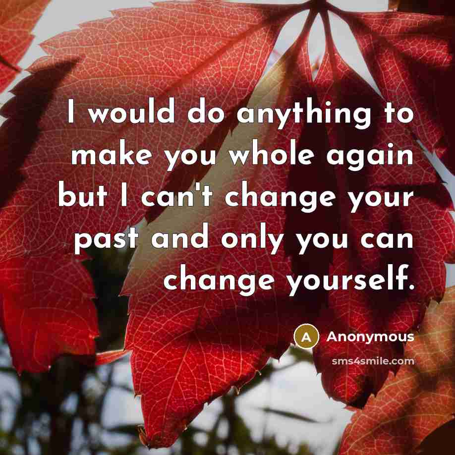 “I would do anything to make you whole again but…” quote by Anonymous
