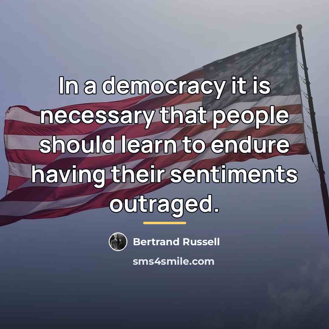 “In a democracy it is necessary that people should learn…” quote by Bertrand Russell