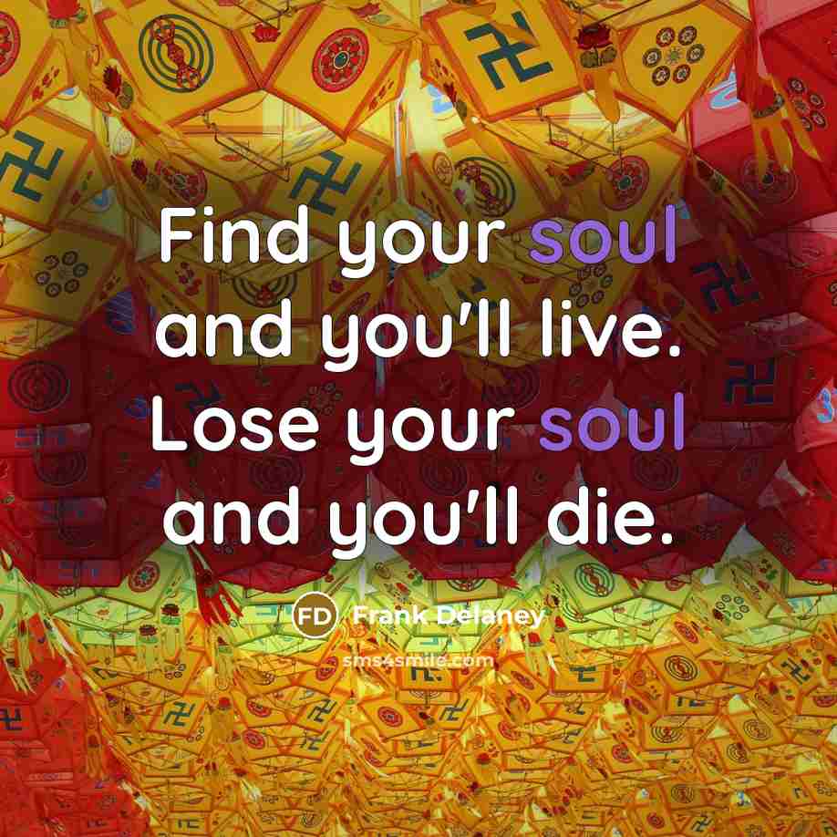 “Find your soul and you'll live. Lose your soul and…” quote by Frank Delaney