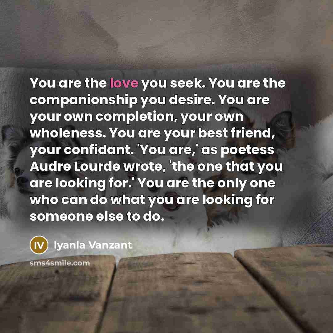 “You are the love you seek. You are the companionship…” quote by Iyanla Vanzant