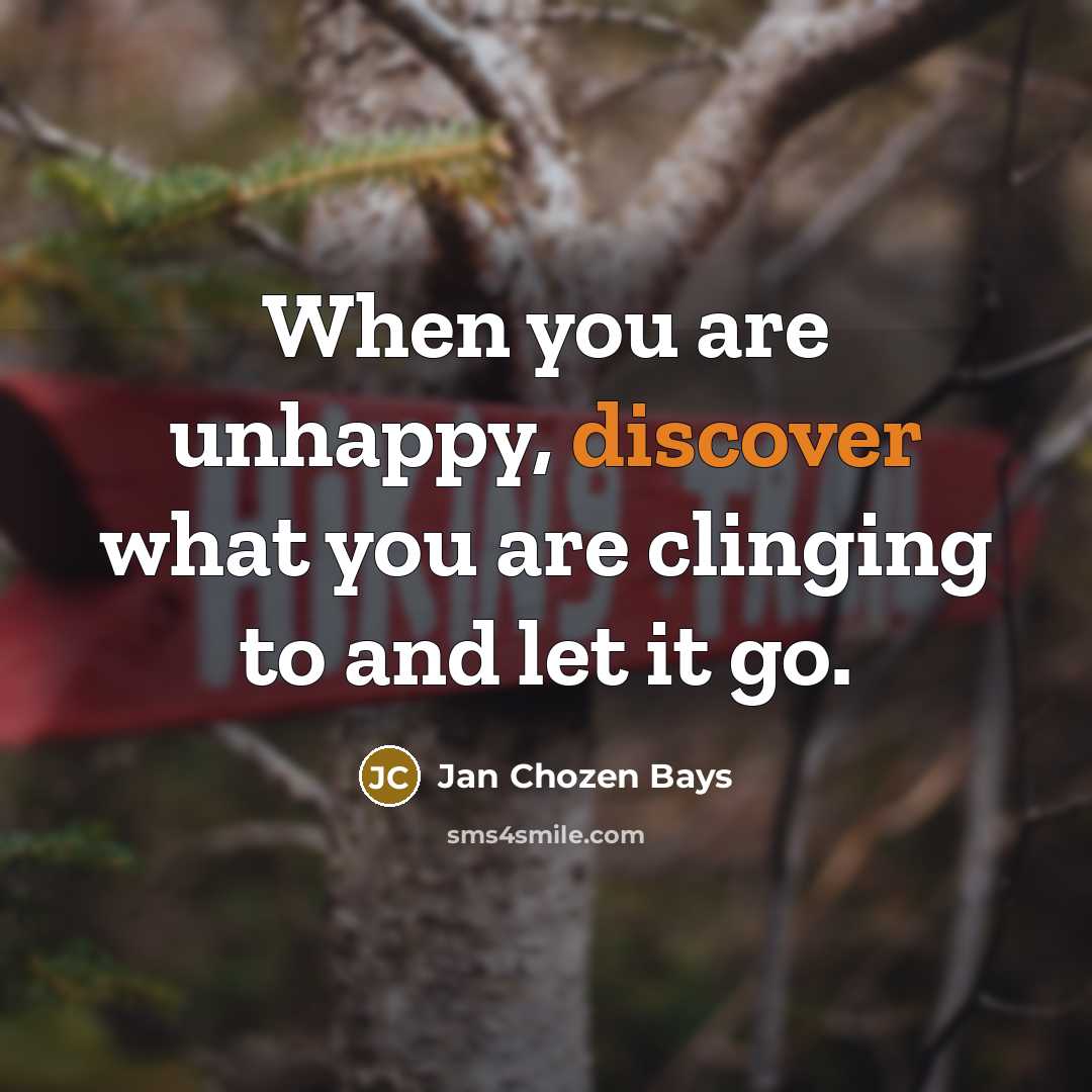 “When you are unhappy, discover what you are clinging to…” quote by Jan Chozen Bays