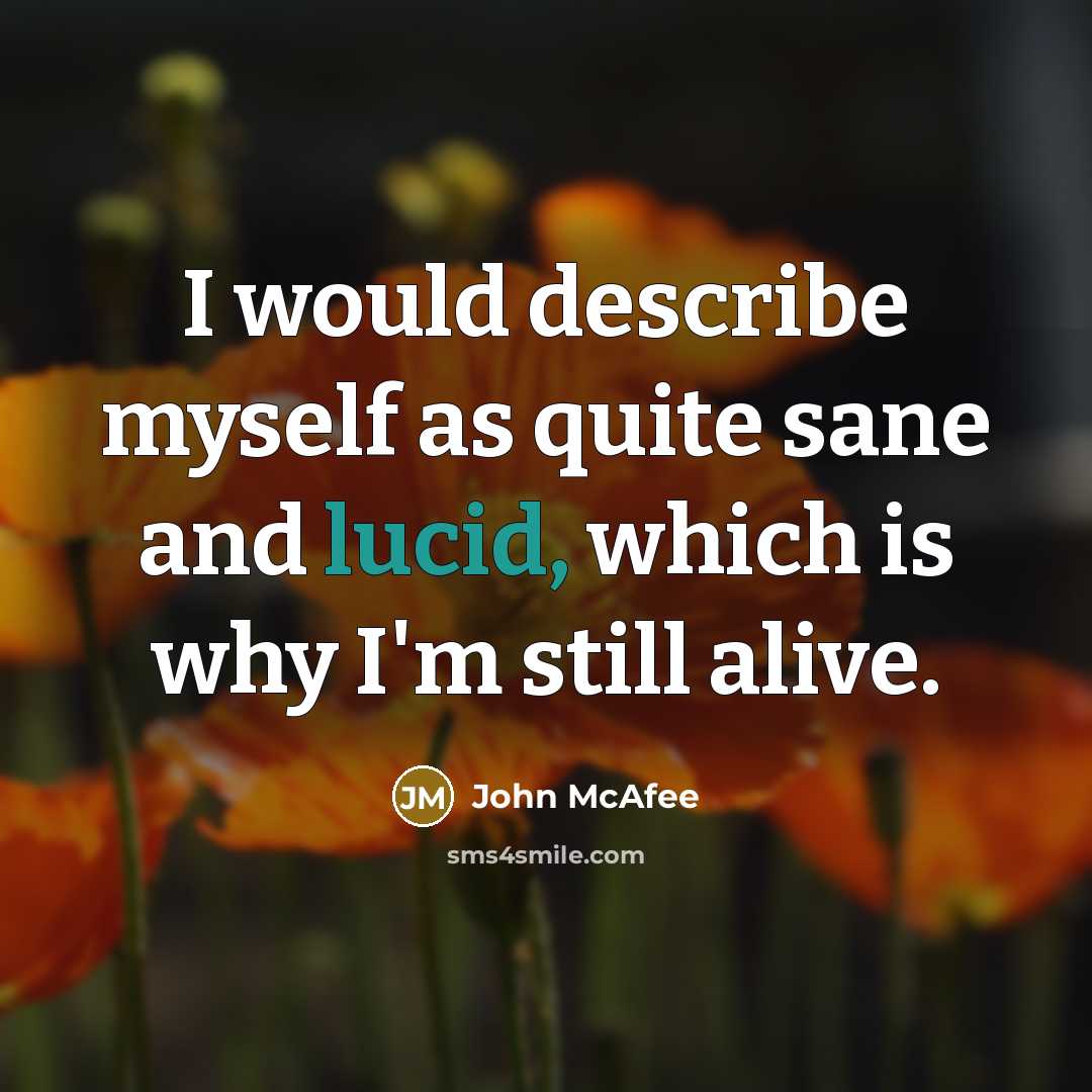 “I would describe myself as quite sane and lucid, which…” quote by John McAfee