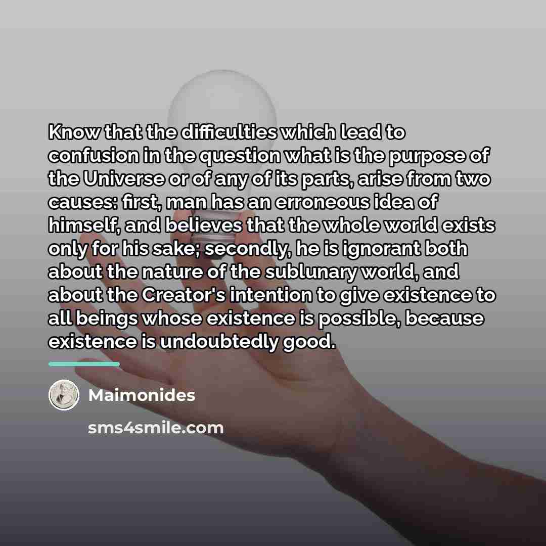 “Know that the difficulties which lead to confusion in the…” quote by Maimonides