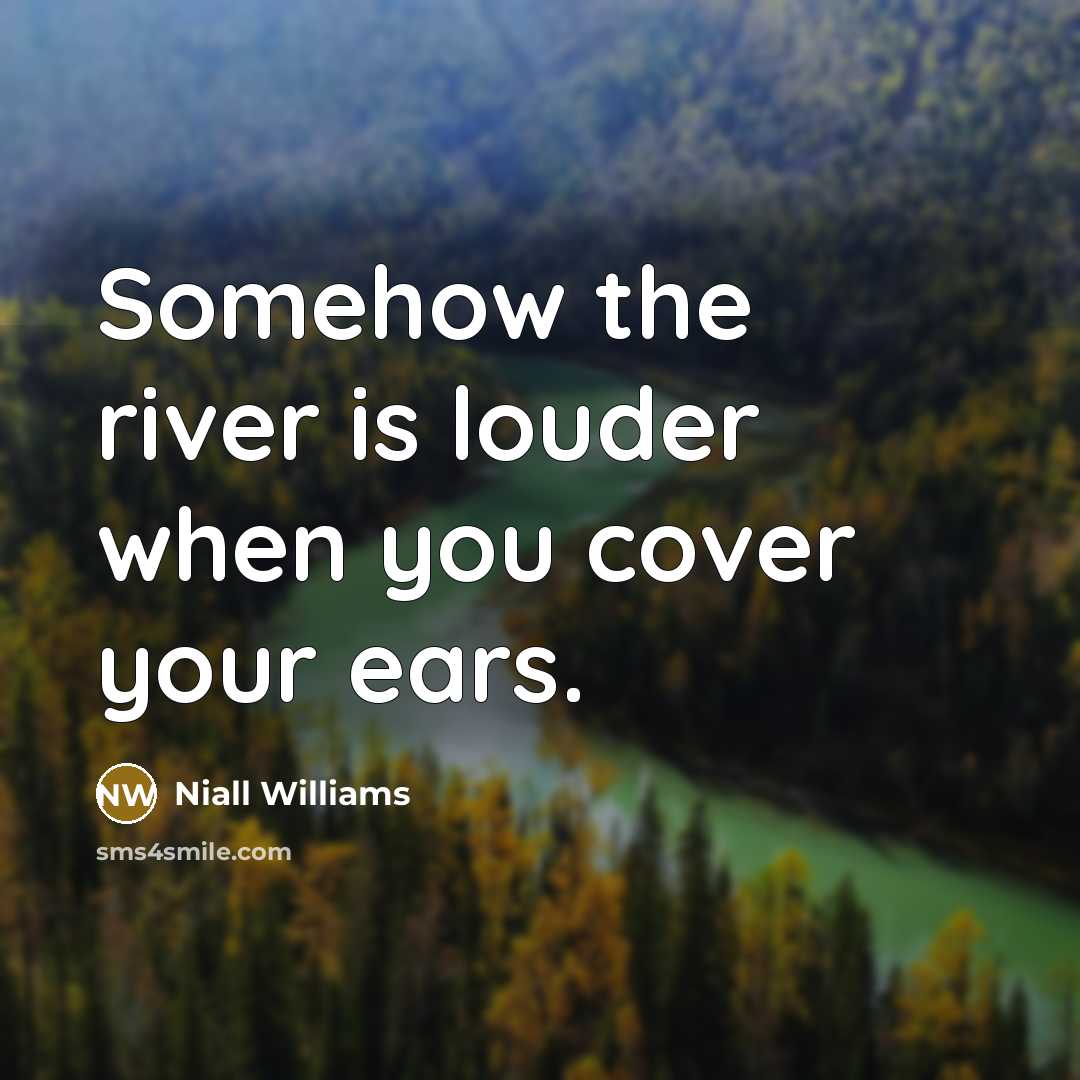 “Somehow the river is louder when you cover your ears.…” quote by Niall Williams