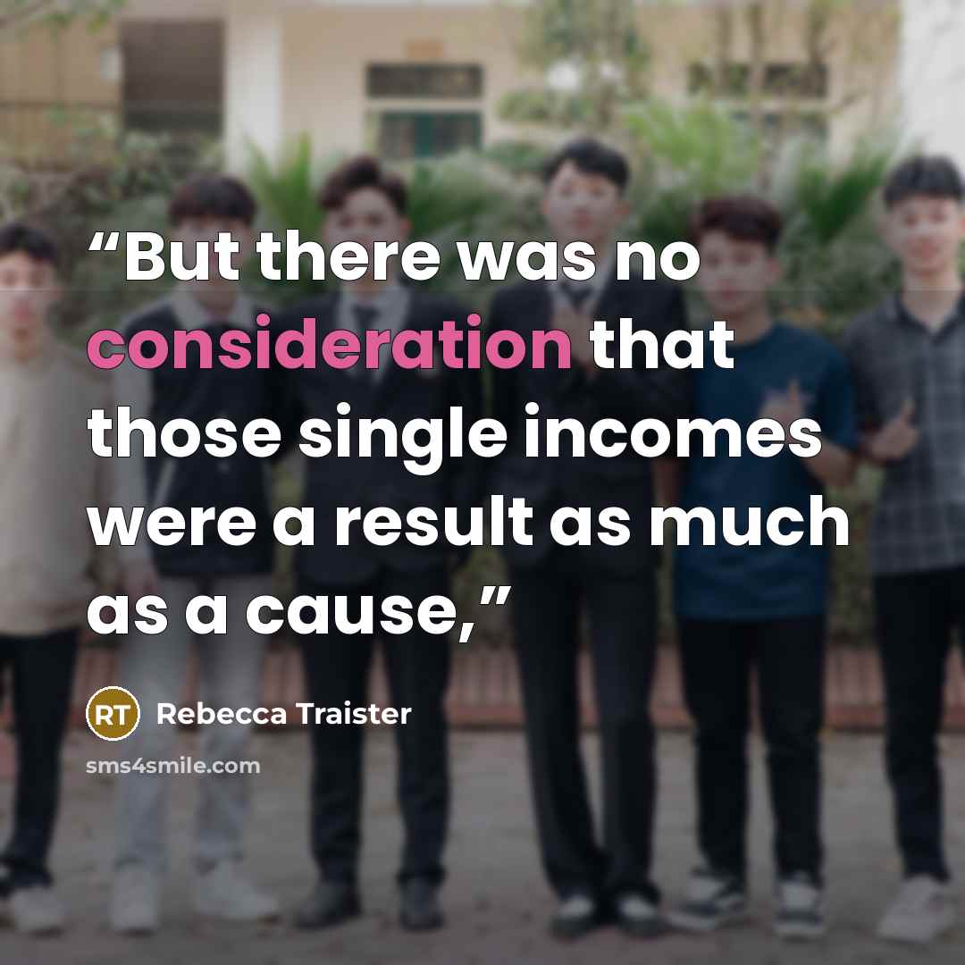 “But there was no consideration that those single incomes were a result as much as a cause,” quote by Rebecca Traister