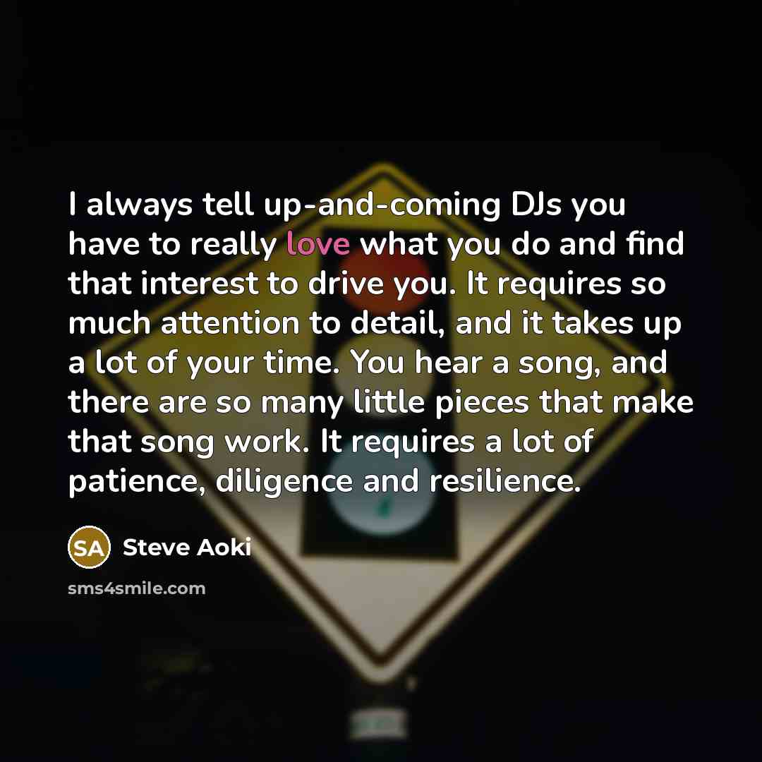 “I always tell up-and-coming DJs you have to really love…” quote by Steve Aoki