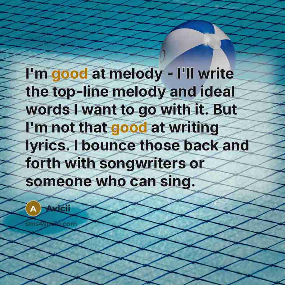 “I'm good at melody - I'll write the top-line melody…” quote by Avicii