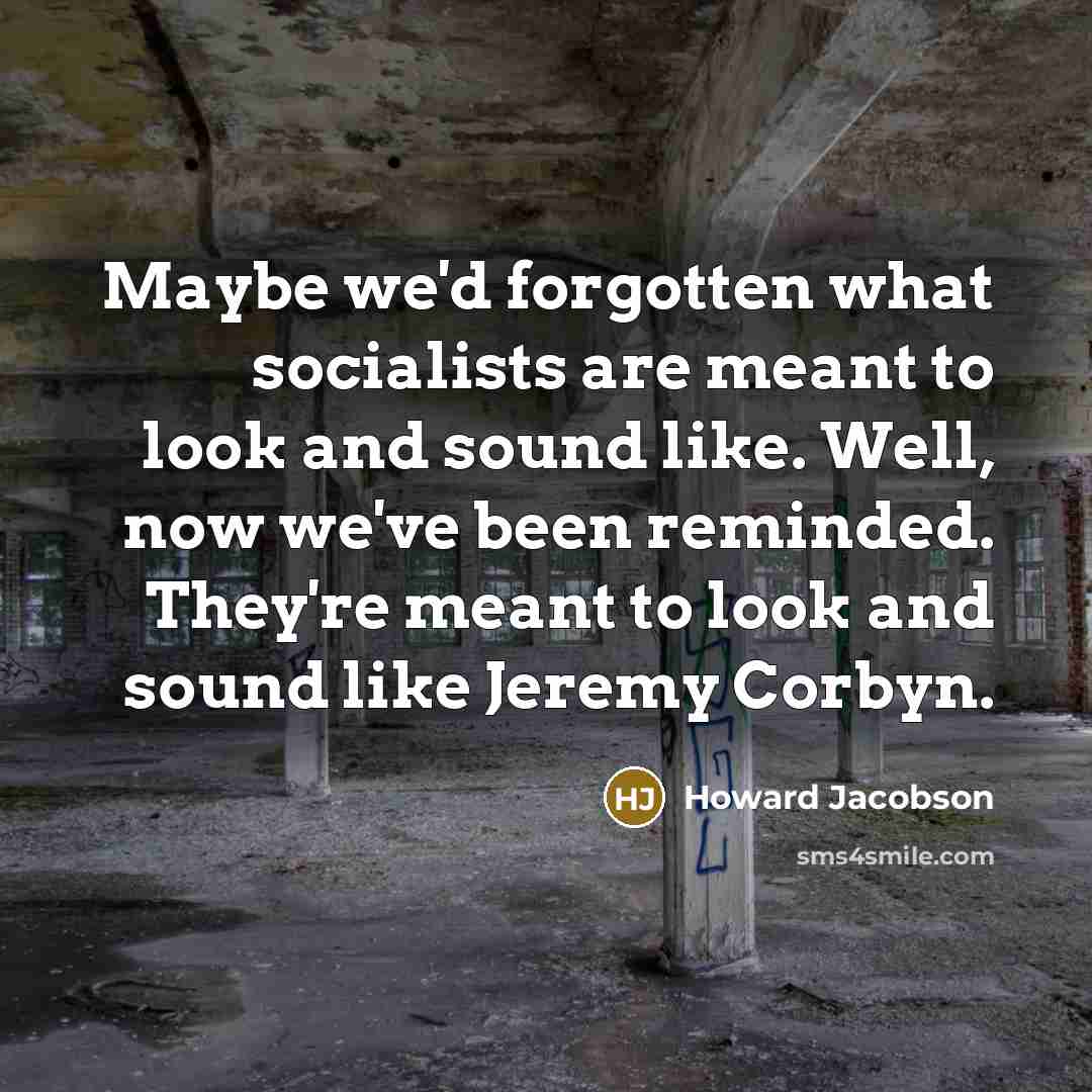 “Maybe we'd forgotten what socialists are meant to look and…” quote by Howard Jacobson