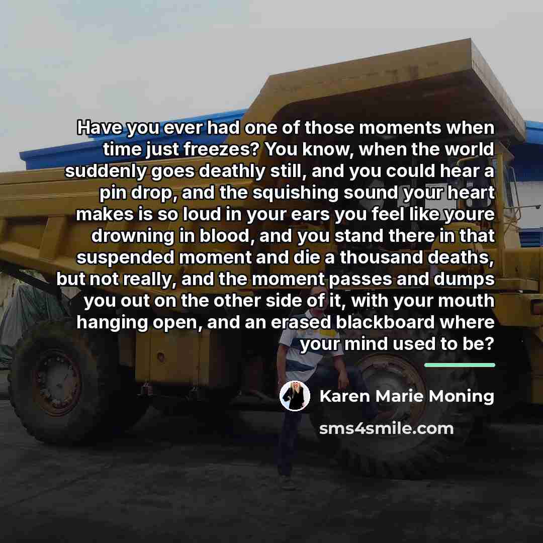 “Have you ever had one of those moments when time…” quote by Karen Marie Moning