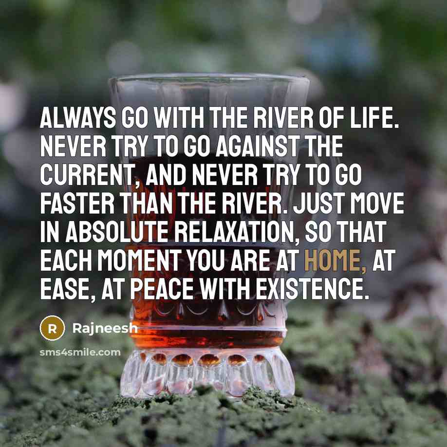 “Always go with the river of life. Never try to…” quote by Rajneesh