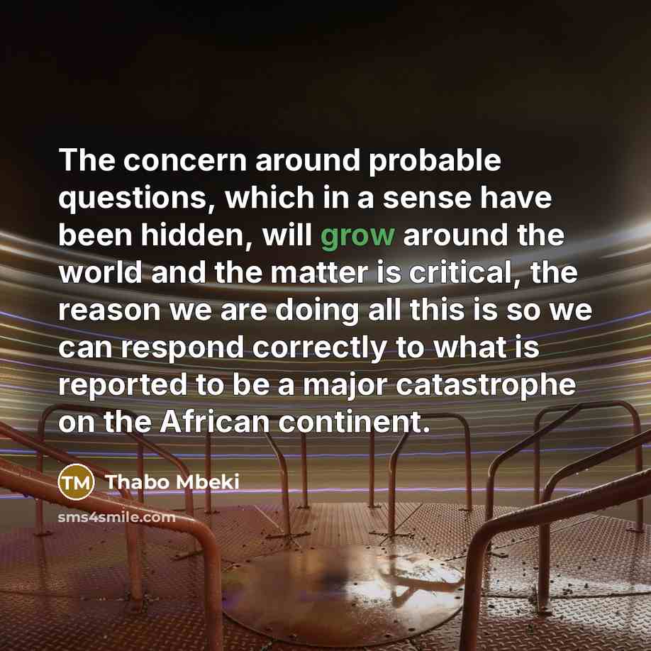 “The concern around probable questions, which in a sense have…” quote by Thabo Mbeki