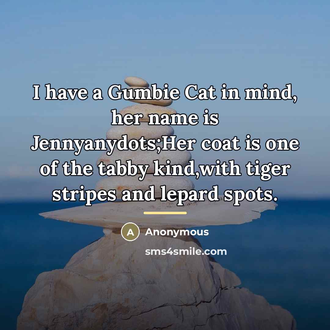 “I have a Gumbie Cat in mind, her name is…” quote by Anonymous