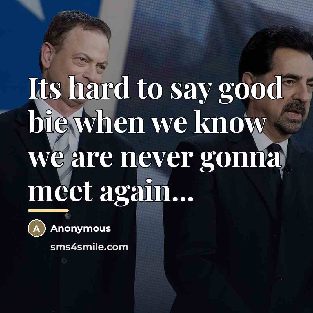 “Its hard to say good bie when we know we…” quote by Anonymous