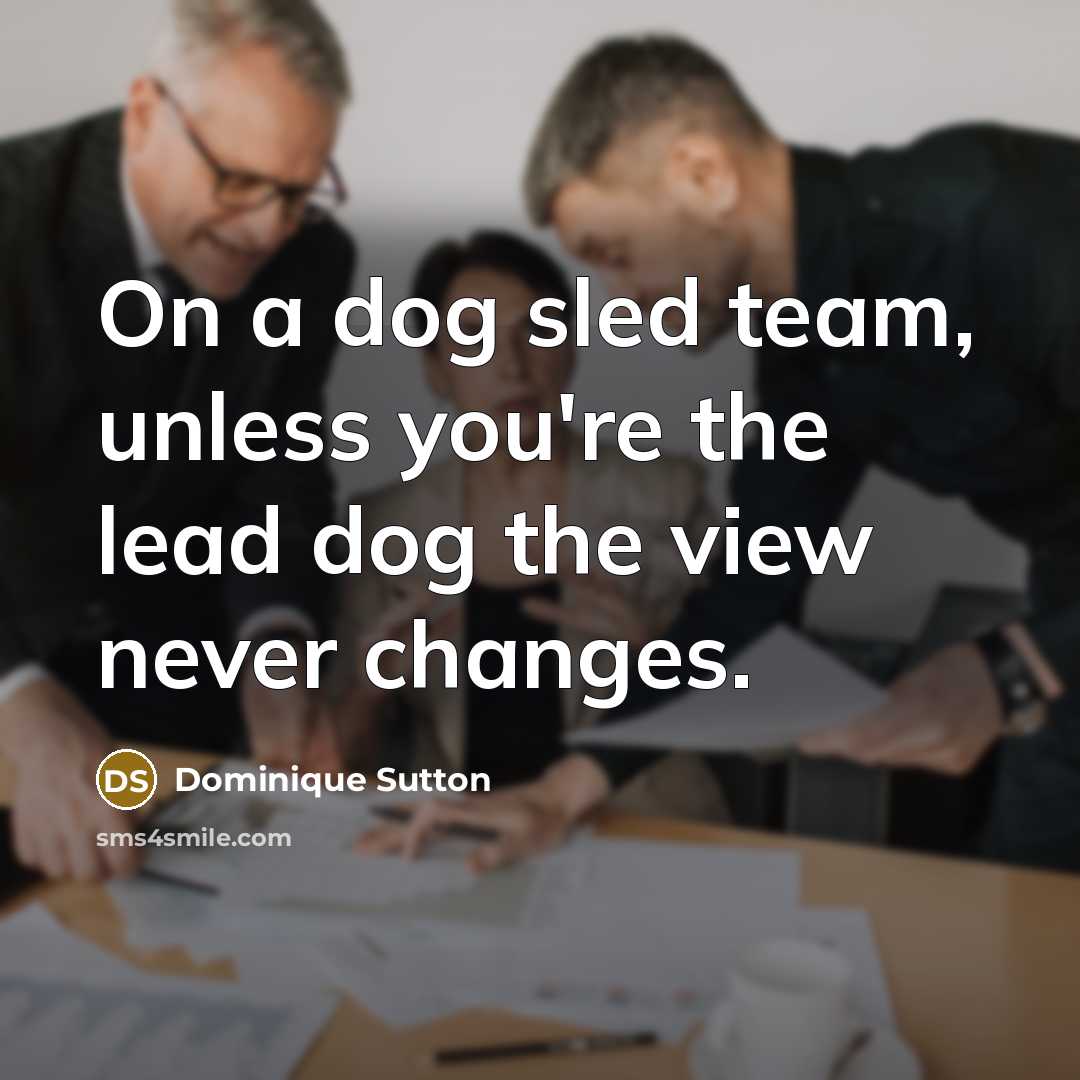 “On a dog sled team, unless you're the lead dog…” quote by Dominique Sutton