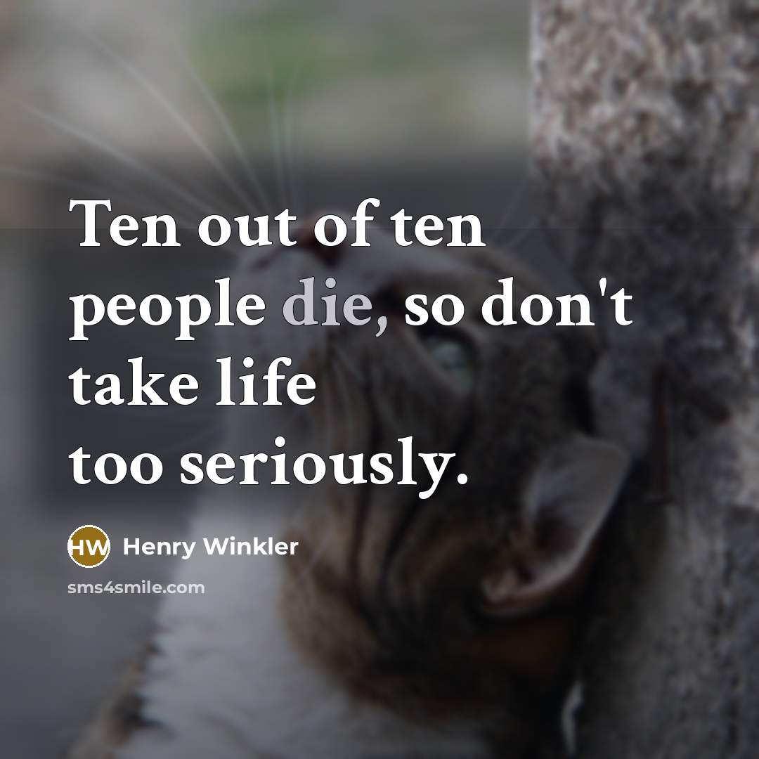 “Ten out of ten people die, so don't take life…” quote by Henry Winkler