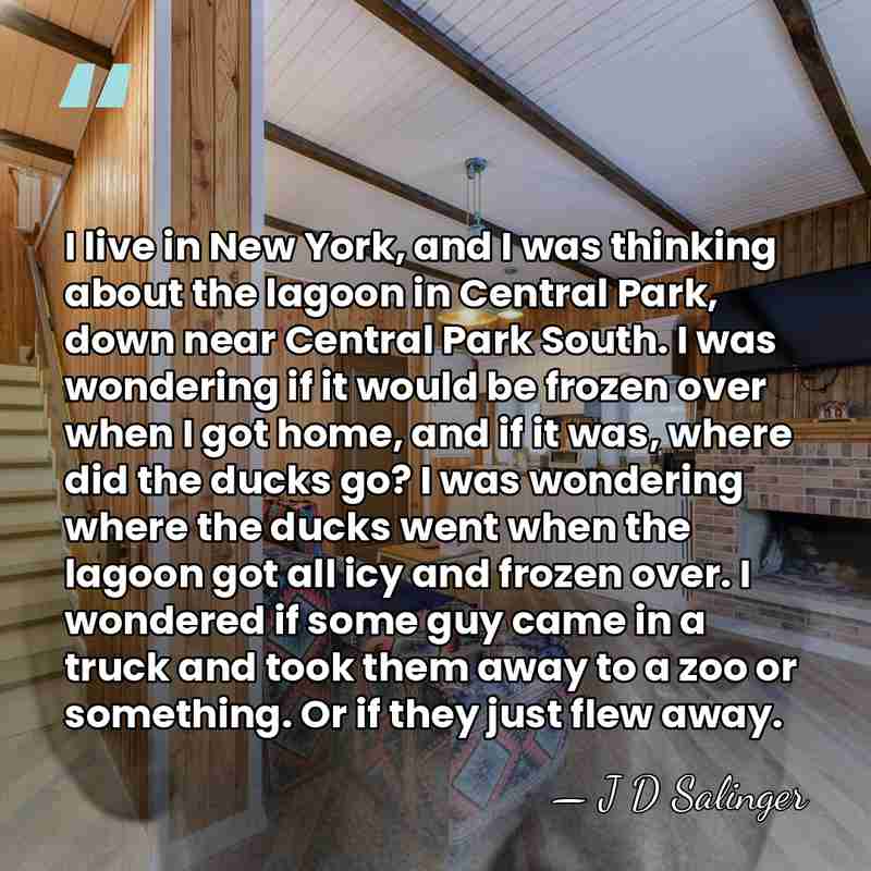 I live in New York, and I was thinking about the lagoon&hellip; - J D Salinger