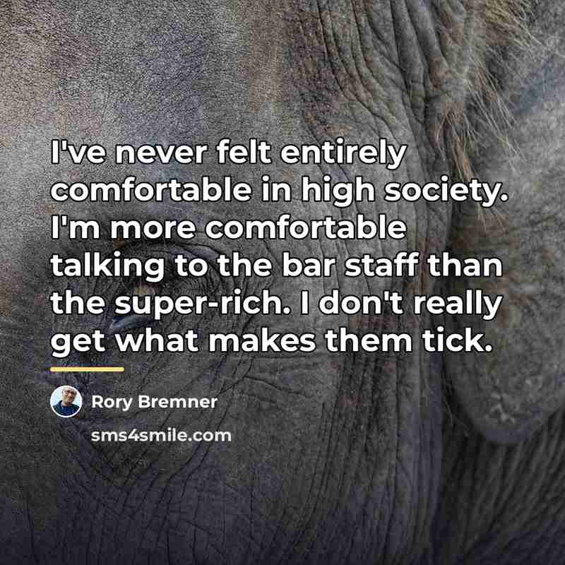“I've never felt entirely comfortable in high society. I'm more…” quote by Rory Bremner