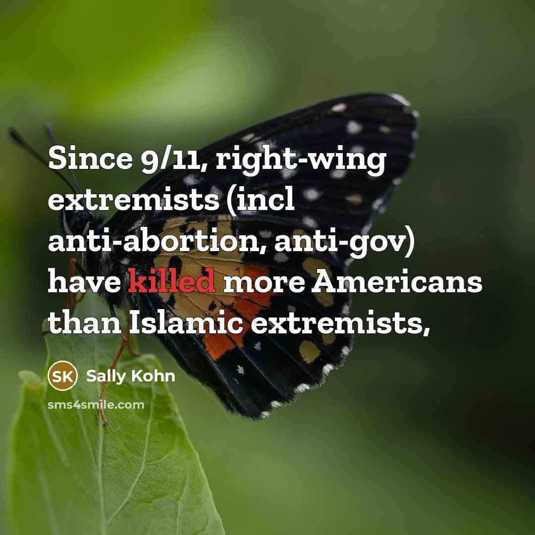 “Since 9/11, right-wing extremists (incl anti-abortion, anti-gov) have killed more…” quote by Sally Kohn