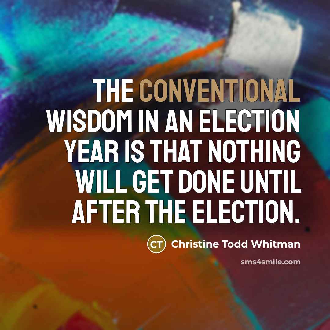 “The conventional wisdom in an election year is that nothing…” quote by Christine Todd Whitman