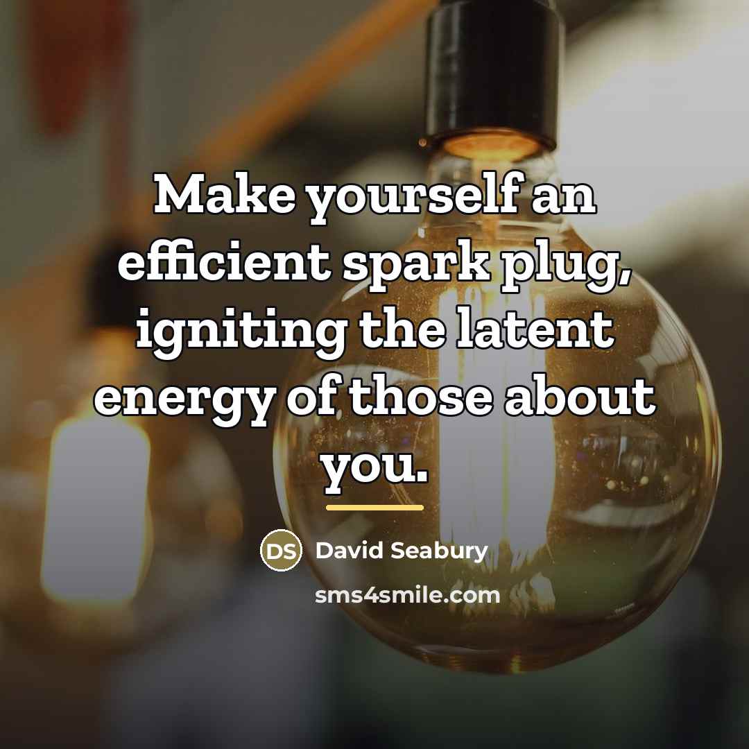 “Make yourself an efficient spark plug, igniting the latent energy…” quote by David Seabury