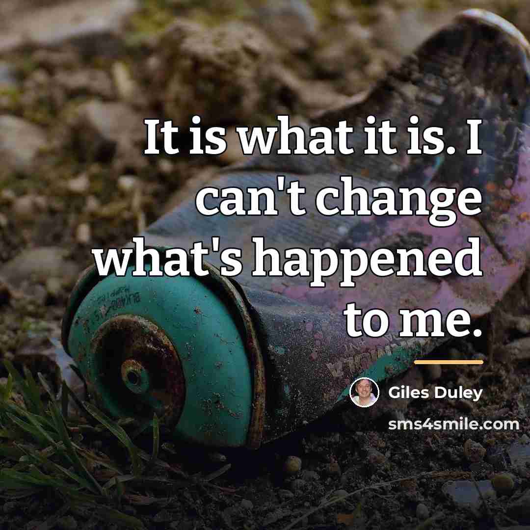 “It is what it is. I can't change what's happened…” quote by Giles Duley