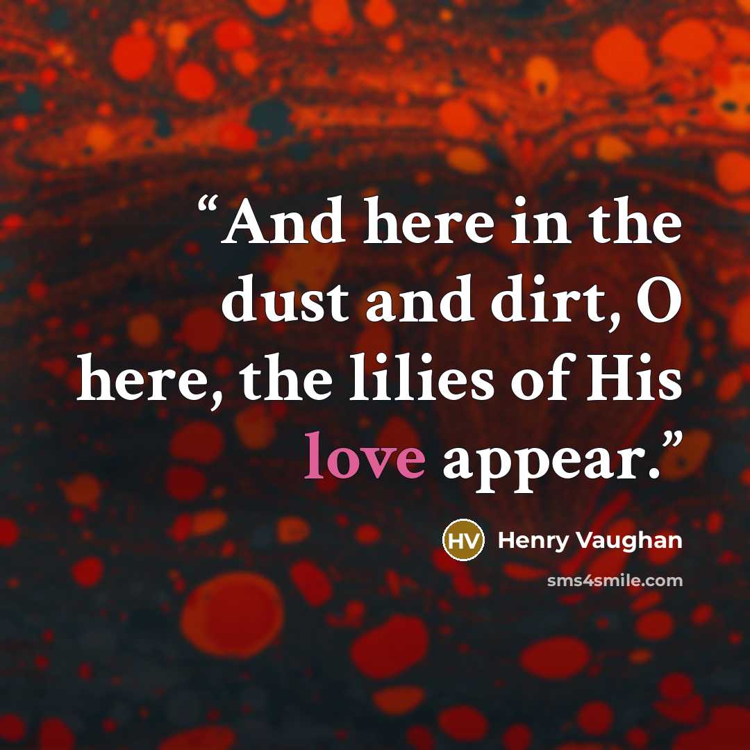 “And here in the dust and dirt, O here, the lilies of His love appear.” quote by Henry Vaughan