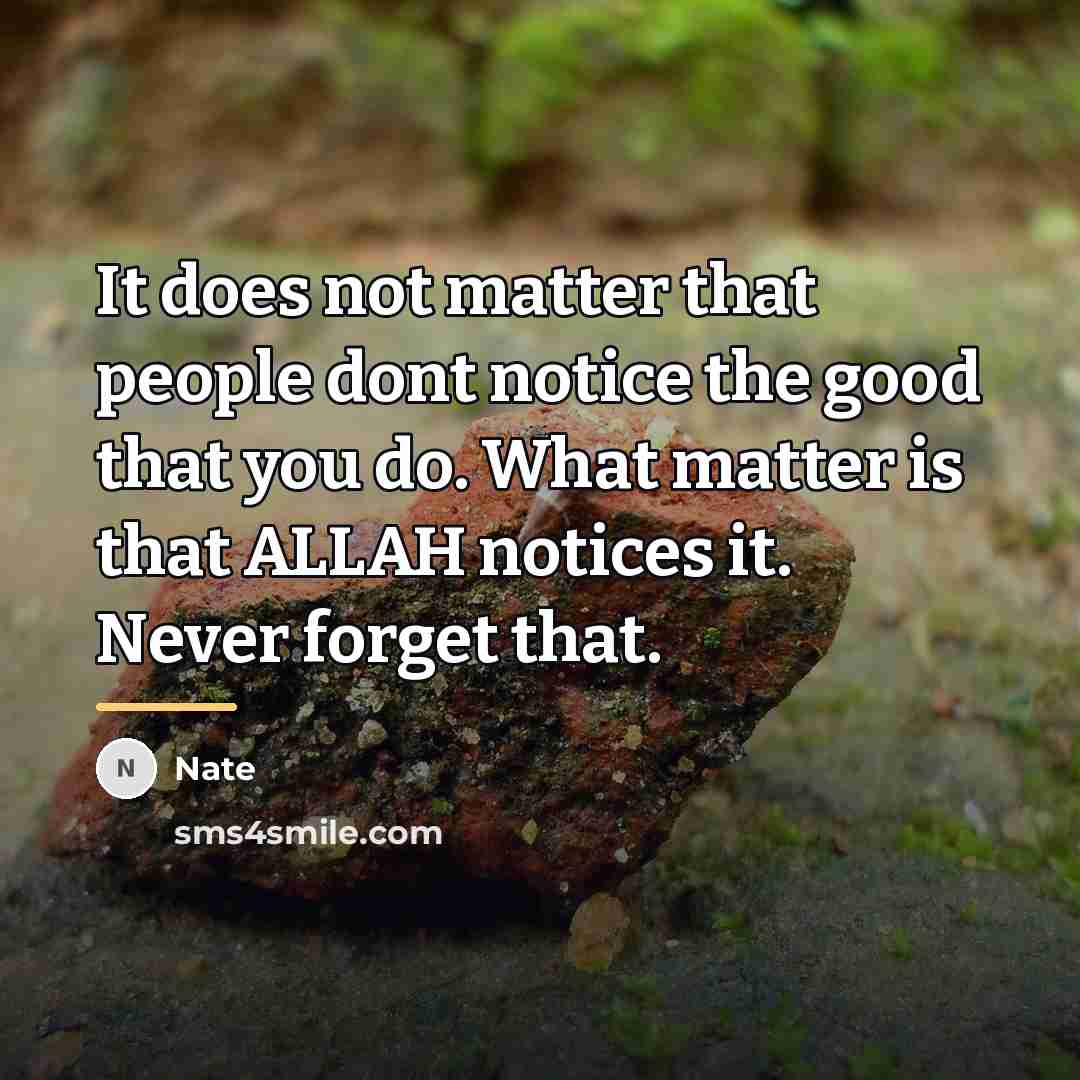 “It does not matter that people dont notice the good…” quote by Nate